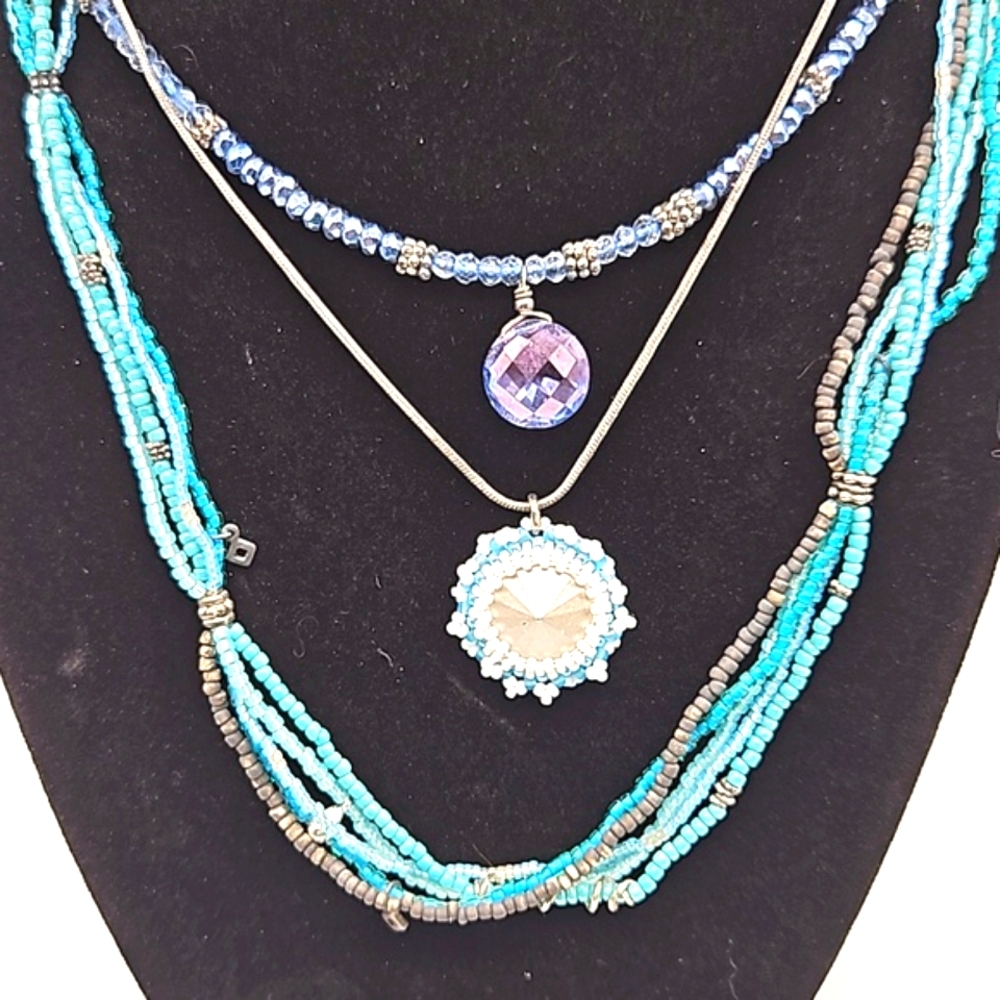 Lot of 3 handcrafted beaded necklaces